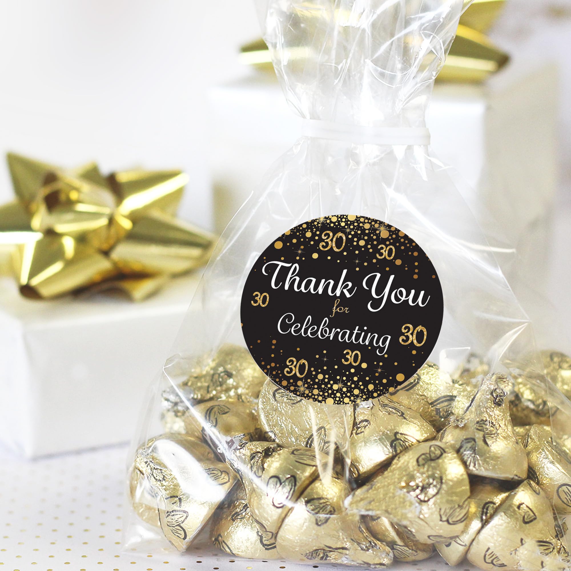 Amazon.com: Black and Gold 30th Birthday Thank You Stickers - 1.75